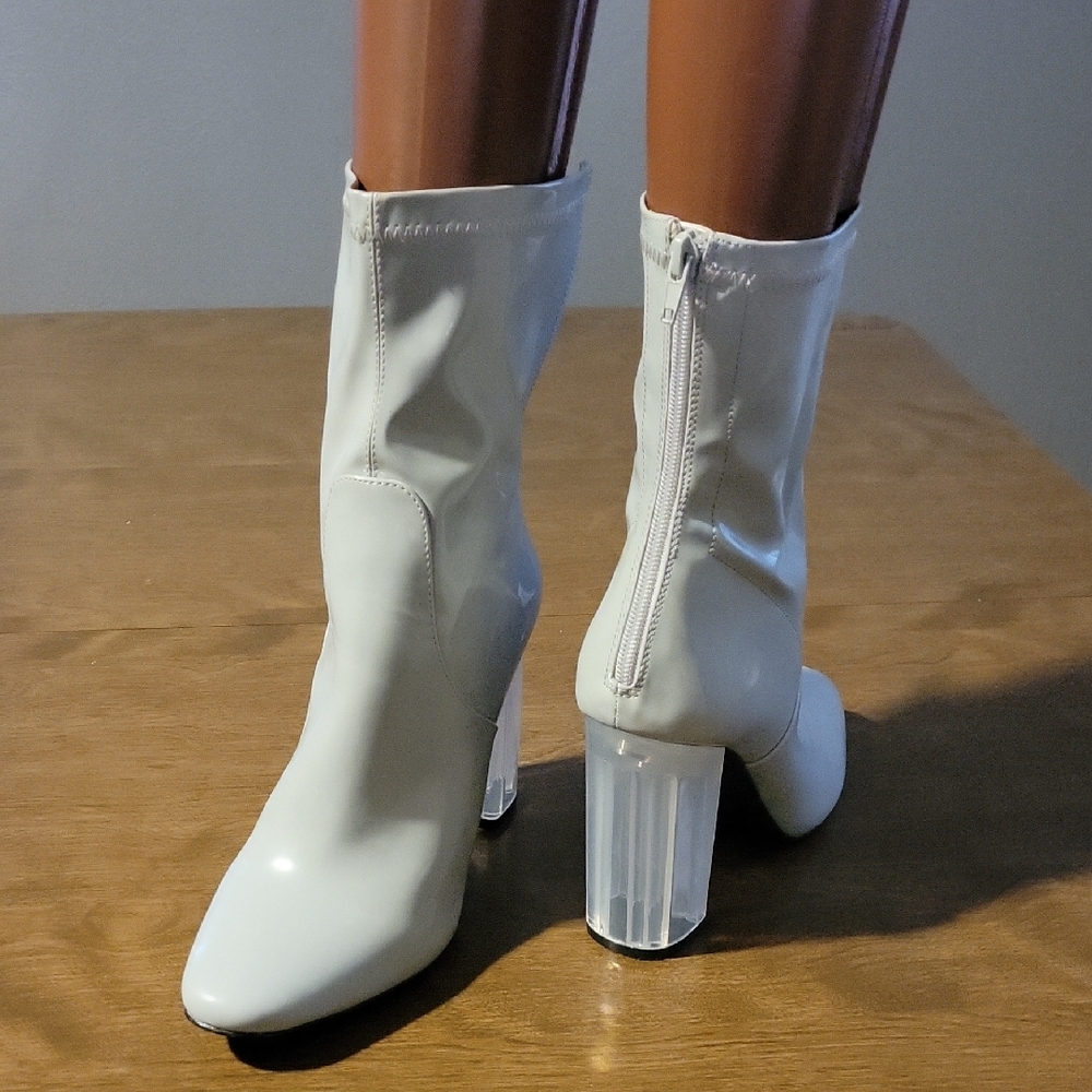 Liliana Light Grey Clear Heeled Boots
